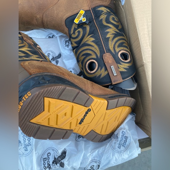 Georgia Boot Carbo-Tec LT Steel Toe Waterproof Pull On Work Boot Black & Brown. - Picture 8 of 9